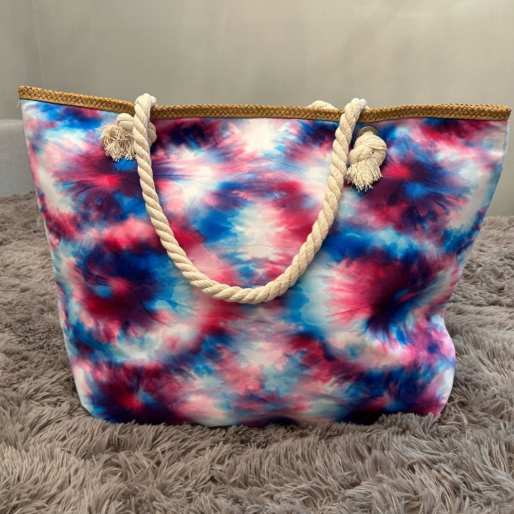 Multicolor Boho Tie-Dye Tote Bag with Rope Handles